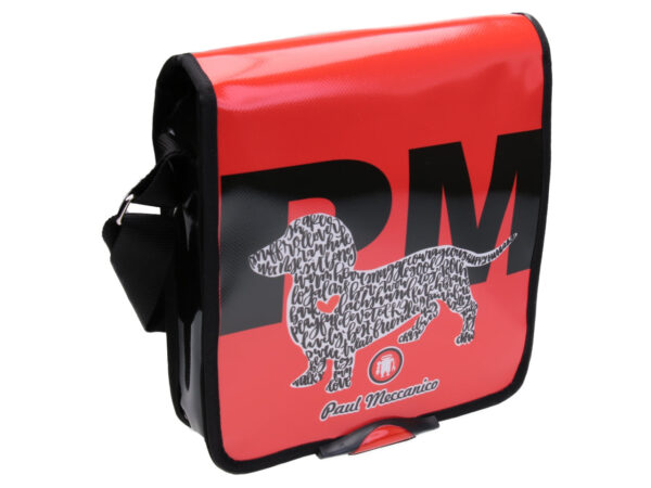RED CROSSBODY BAG. MODEL BAUBAU MADE OFF LORRY TARPAULIN. - Special Edition Paul Meccanico