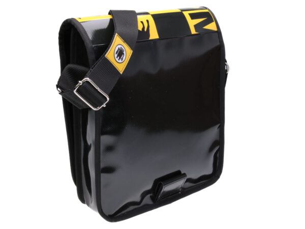 DARK GREEN AND YELLOW CROSSBODY BAG WITH CHESS FANTASY. MODEL BAUBAU MADE OFF LORRY TARPAULIN. - Special Edition Paul Meccanico