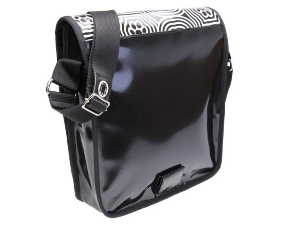 BLACK AND WHITE CROSSBODY BAG. MODEL BAUBAU MADE OFF LORRY TARPAULIN. - Special Edition Paul Meccanico