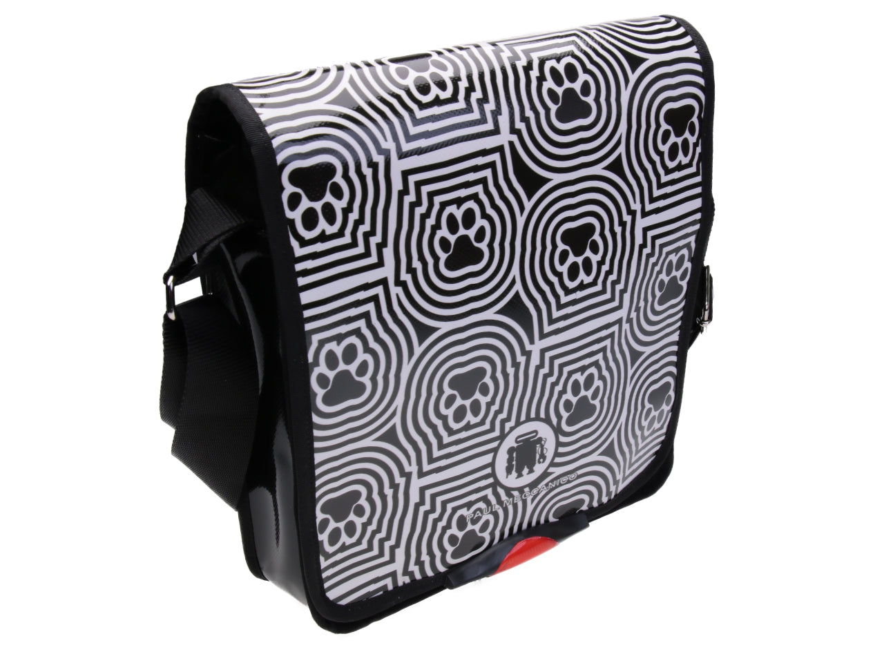 BLACK AND WHITE CROSSBODY BAG. MODEL BAUBAU MADE OFF LORRY TARPAULIN. - Special Edition Paul Meccanico