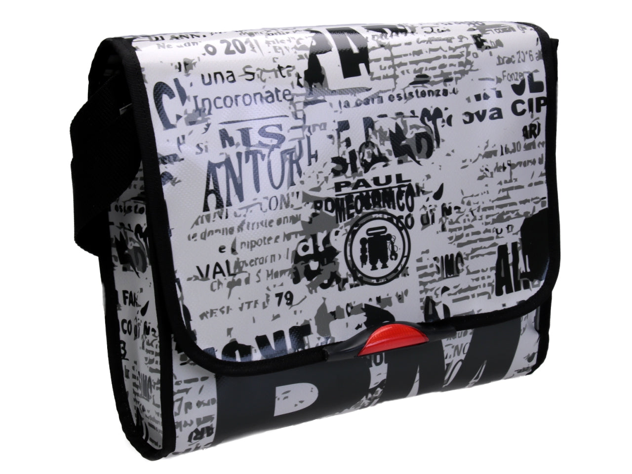 OFF WHITE CROSSBODY BAG "NEWSPAPER STYLE". MODEL BREAK MADE OF LORRY TARPAULIN. - Unique Pieces Paul Meccanico