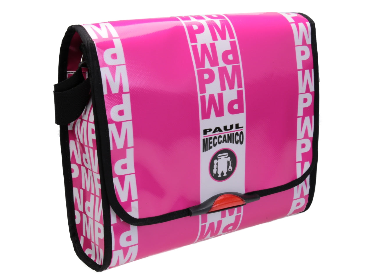 PINK AND WHITE CROSSBODY BAG. MODEL BREAK MADE OF LORRY TARPAULIN. - Unique Pieces Paul Meccanico
