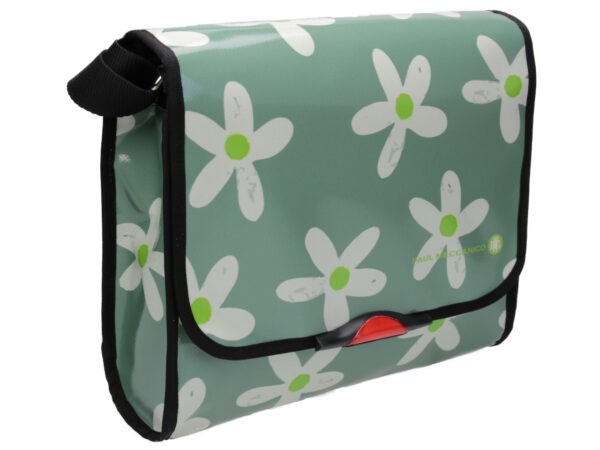 LIGHT GREEN CROSSBODY BAG FLORAL FANTASY. MODEL BREAK MADE OF LORRY TARPAULIN. - Unique Pieces Paul Meccanico
