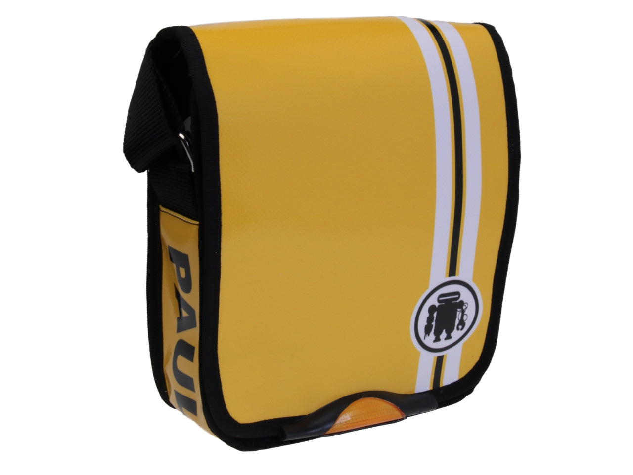 YELLOW CROSSBODY BAG. MODEL MIPOK MADE OF LORRY TARPAULIN.