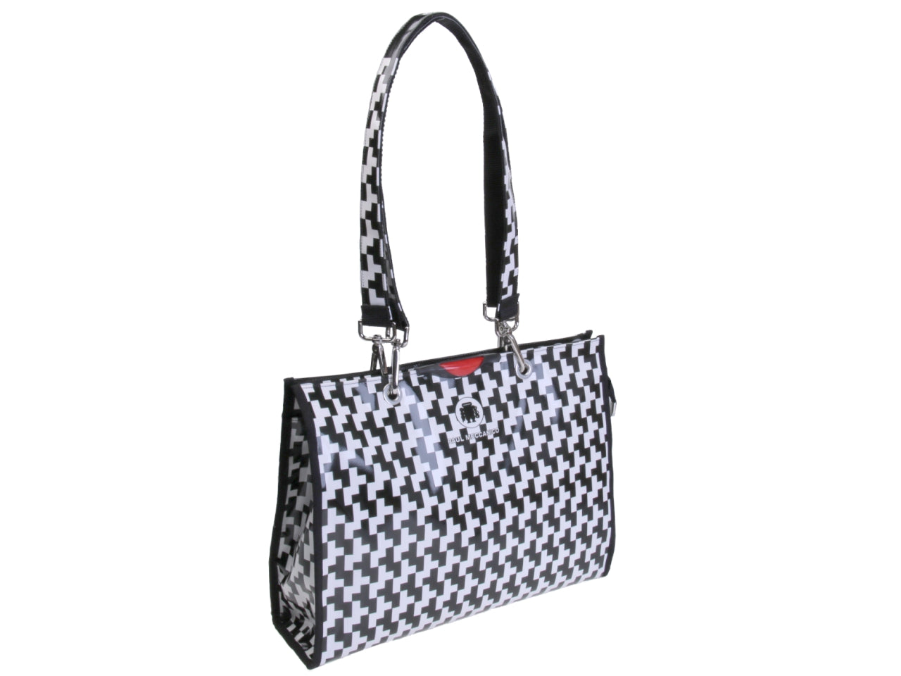 SHOPPER BAG BLACK AND WHITE COLOURS TETRIS FANTASY. MODEL PEPE MADE OF LORRY TARPAULIN.