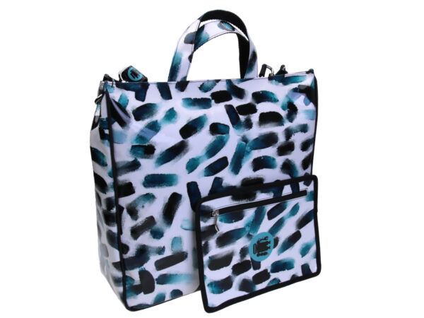 WHITE AND AVIO MAXI TOTE BAG. MODEL AIRSTONE MADE OF LORRY TARPAULIN.