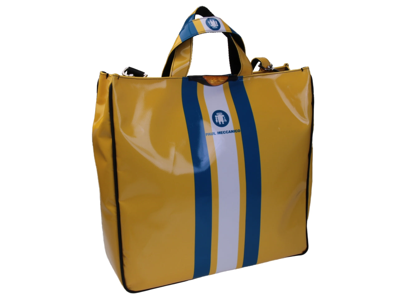 YELLOW MAXI TOTE BAG. MODEL AIRSTONE MADE OF LORRY TARPAULIN.