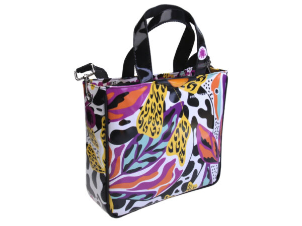 MULTICOLOR TOTE BAG WITH ABSTRACT FANTASY. MODEL GLAM MADE OF LORRY TARPAULIN.
