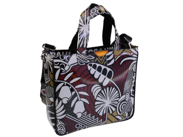 TOTE BAG FLORAL FANTASY. MODEL GLAM MADE OF LORRY TARPAULIN.