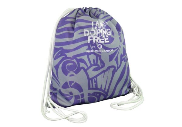 test BACKPACK SAC I AM DOPING FREE BY PAUL MECCANICO VIOLET AND GREY COLOURS. - Limited Edition Paul Meccanico