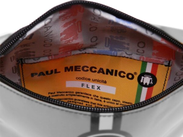 WAIST BAG WITH LETTERING FANTASY IN GREY AND BEIGE. MODEL FLEX MADE OF LORRY TARPAULIN. - Limited Edition Paul Meccanico