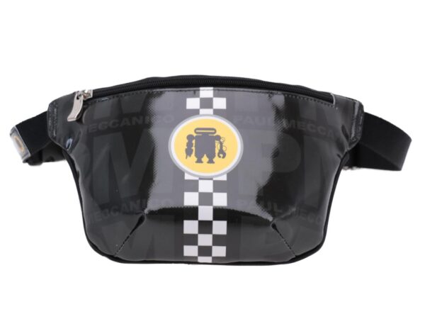 BLACK AND DARK GREEN WAIST BAG "GRAND PRIX STYLE". MODEL FLEX MADE OF LORRY TARPAULIN. - Limited Edition Paul Meccanico