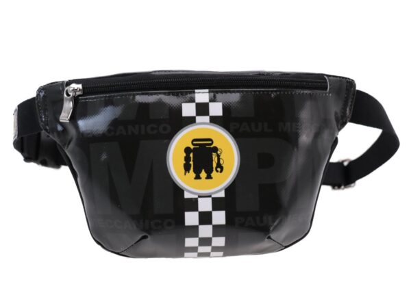 BLACK AND DARK GREEN WAIST BAG "GRAND PRIX STYLE". MODEL FLEX MADE OF LORRY TARPAULIN. - Limited Edition Paul Meccanico