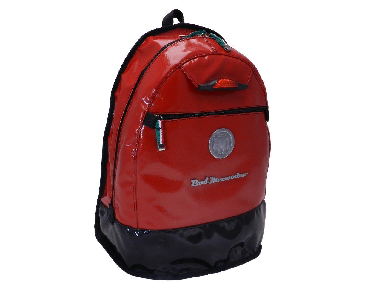 BLACK AND RED BACKPACK WITH METALLIC LOGO. SUPER MODEL MADE OF LORRY TARPAULIN. - Limited Edition Paul Meccanico