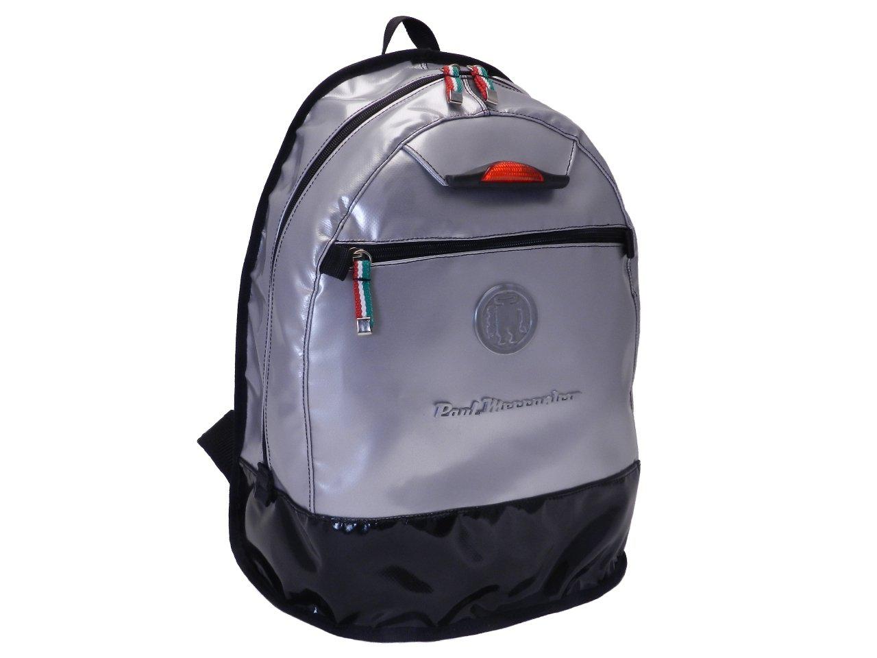 BLACK AND SILVER BACKPACK WITH METALLIC LOGO. SUPER MODEL MADE OF LORRY TARPAULIN. - Limited Edition Paul Meccanico