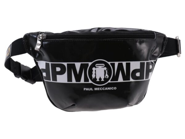 BLACK AND WHITE HIP BAG PAUL MECCANICO MADE OF LORRY TARPAULIN FLEX MODEL. - Limited Edition Paul Meccanico