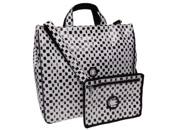 BLACK AND WHITE MAXI TOTE BAG. AIRSTONE MODEL MADE OF LORRY TARPAULIN. - Unique Pieces Paul Meccanico