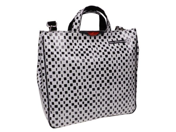 BLACK AND WHITE MAXI TOTE BAG. AIRSTONE MODEL MADE OF LORRY TARPAULIN. - Unique Pieces Paul Meccanico