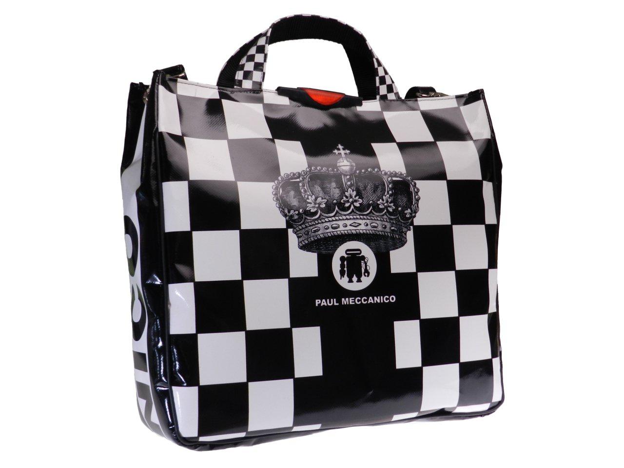 BLACK AND WHITE TOTE BAG MADE OF LORRY TARPAULIN. AIRSTONE MODEL WITH REGAL FANTASY. - Unique Pieces Paul Meccanico
