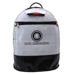 BLACK, WHITE AND GREY BACKPACK WITH LETTERING FANTASY. MODEL SUPER MADE OF LORRY TARPAULIN. - Limited Edition Paul Meccanico