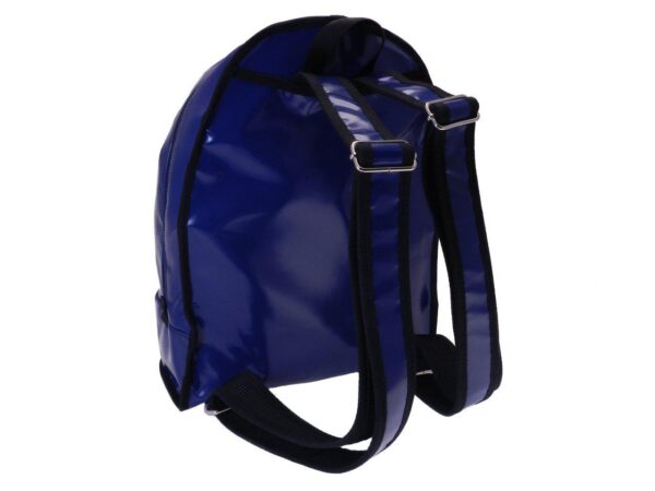 BLUE BACKPACK WITH METALLIC LOGO. SUPER MODEL MADE OF LORRY TARPAULIN. - Limited Edition Paul Meccanico