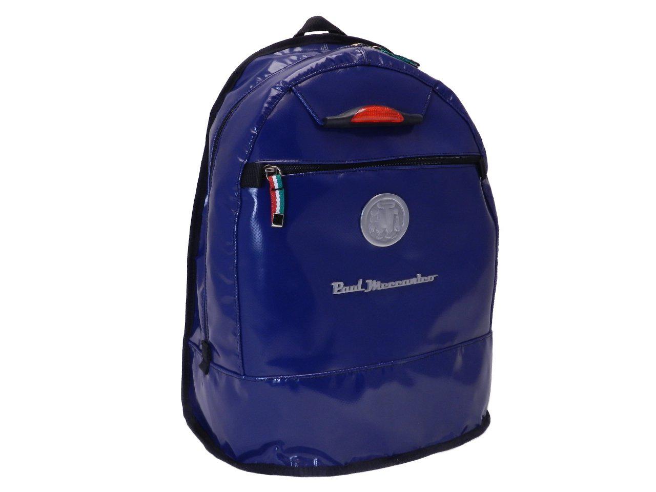 BLUE BACKPACK WITH METALLIC LOGO. SUPER MODEL MADE OF LORRY TARPAULIN. - Limited Edition Paul Meccanico