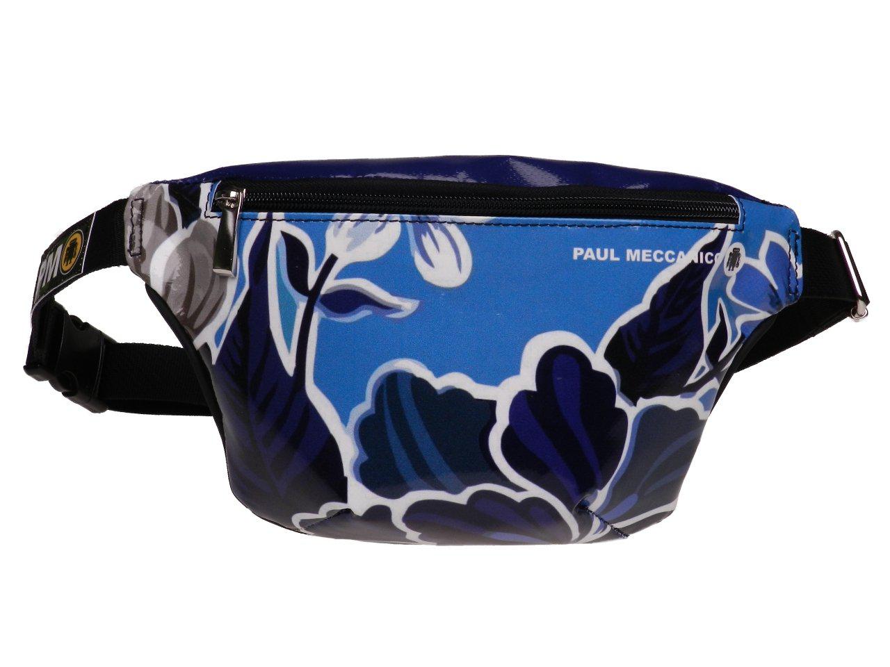 BLUE HIP BAG FLORAL FANTASY MADE OF LORRY TARPAULIN FLEX MODEL. - Limited Edition Paul Meccanico