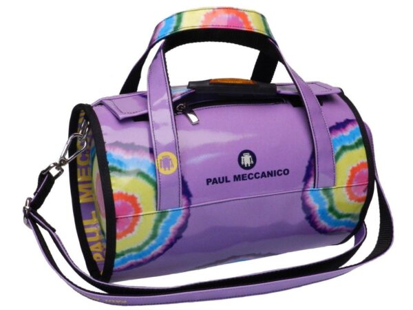 BOSTON BAG LILAC COLOUR TIE DYE FANTASY. MINI MODEL MADE OF LORRY TARPAULIN. - Unique Pieces Paul Meccanico