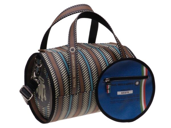 BOSTON BAG MINI MODEL MADE OF HAMMERED FAUX LEATHER ETHNIC FANTASY. - Unique Pieces Paul Meccanico
