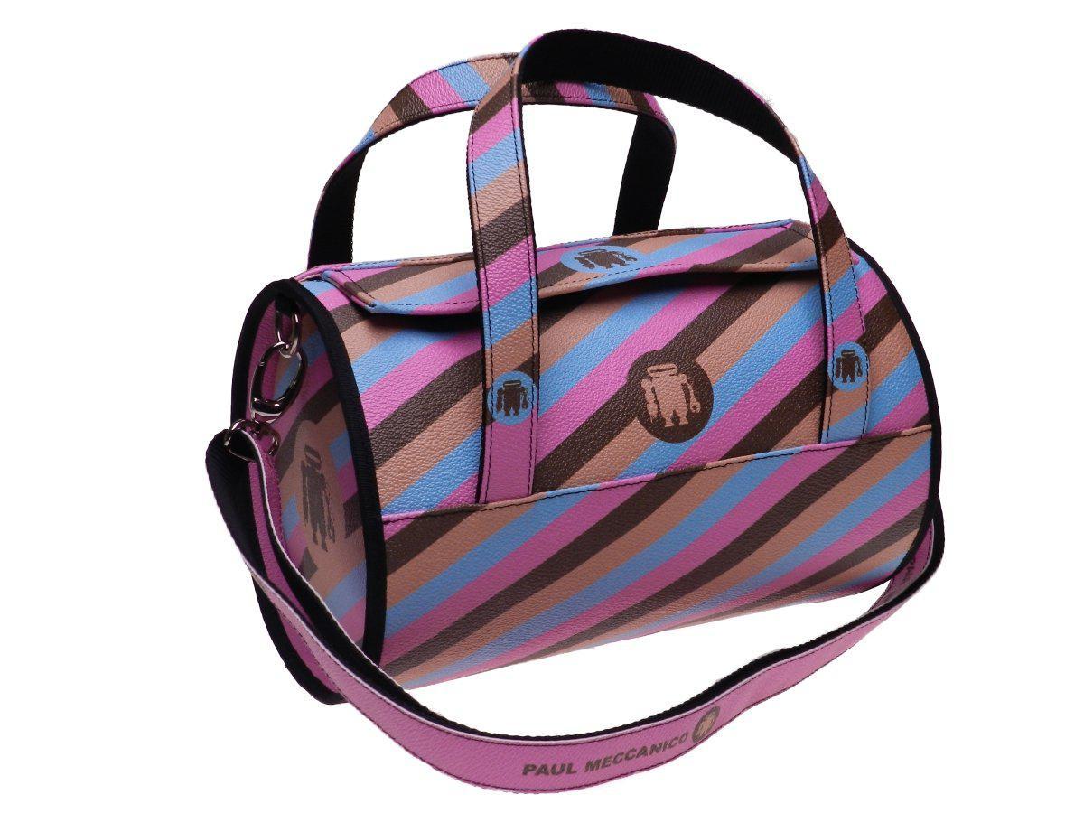 BOSTON BAG PAUL MECCANICO IN HIGH QUALITY FAUX LEATHER. MINI MODEL MULTICOLOR WITH LINES. - Unique Pieces Paul Meccanico
