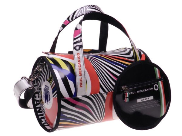 BOSTON BAG PAUL MECCANICO MADE OF HAMMERED ECOLOGICAL LEATHER. ABSTRACT FANTASY MULTICOLOR. - Paul Meccanico