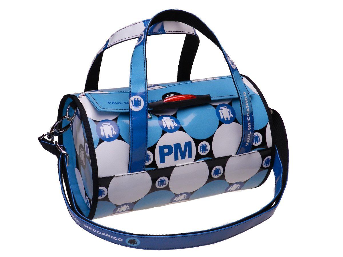 BOSTON BAG PAUL MECCANICO MADE OF LORRY TARPAULIN. MINI MODEL BUBBLES FANTASY. - Unique Pieces Paul Meccanico