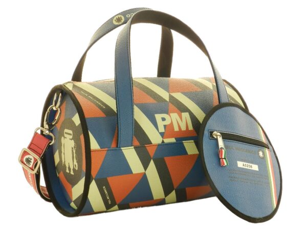 BOSTON BAG PAUL MECCANICO MADE OF SYNTHETIC LEATHER. MODEL MINI POP STYLE GEOMETRIC FANTASY. - Unique Pieces Paul Meccanico