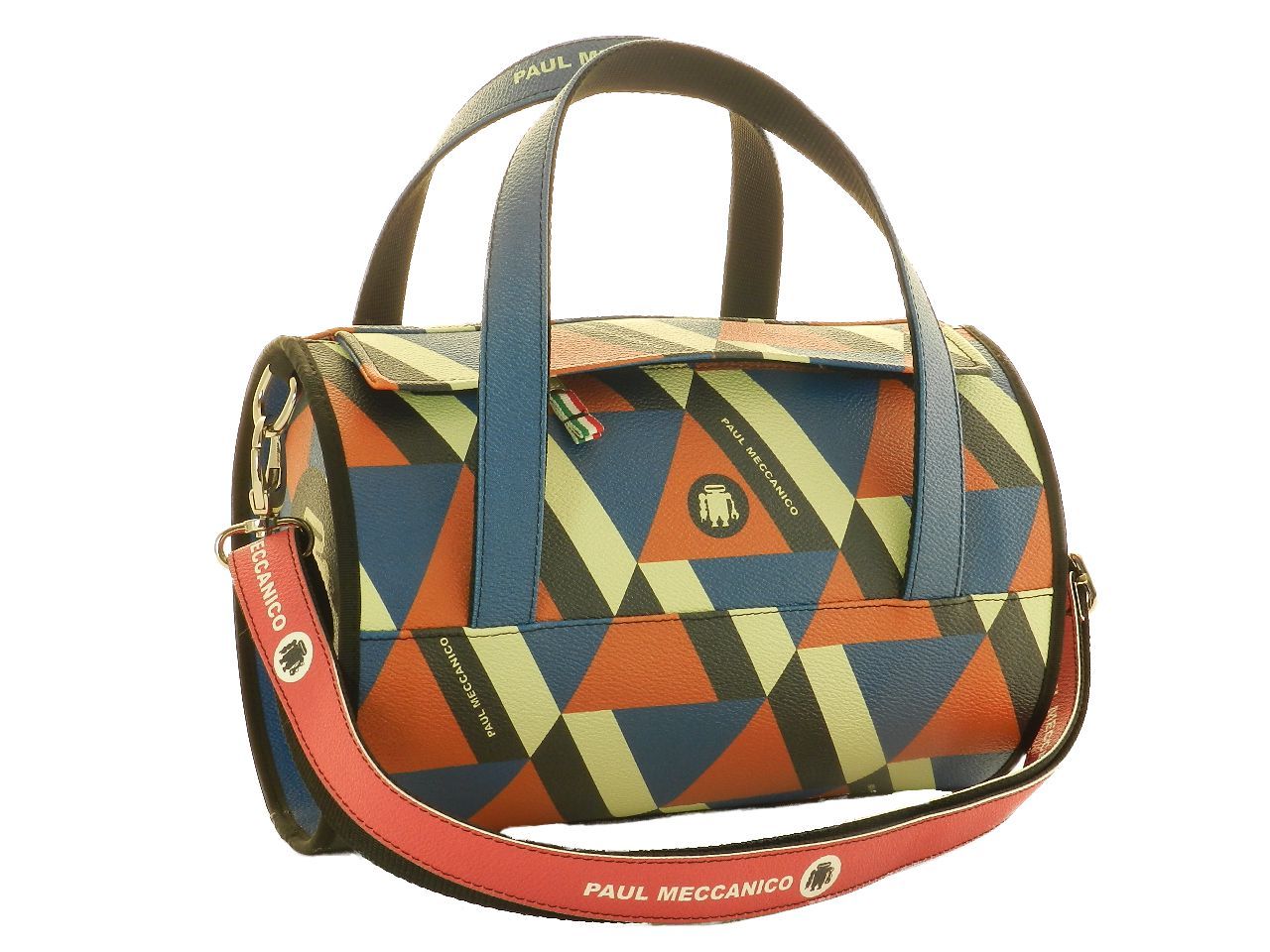 BOSTON BAG PAUL MECCANICO MADE OF SYNTHETIC LEATHER. MODEL MINI POP STYLE GEOMETRIC FANTASY. - Unique Pieces Paul Meccanico