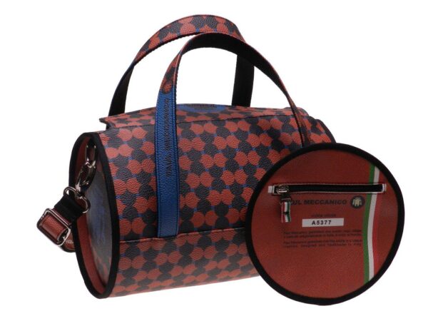 BOSTON BAG PAUL MECCANICO MINI MODEL BRICK RED COLOR GEOMETRIC FANTASY. - Unique Pieces Paul Meccanico