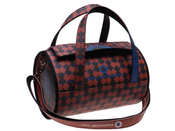 BOSTON BAG PAUL MECCANICO MINI MODEL BRICK RED COLOR GEOMETRIC FANTASY. - Unique Pieces Paul Meccanico