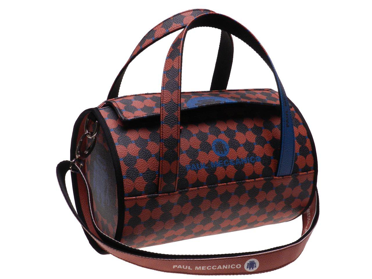 BOSTON BAG PAUL MECCANICO MINI MODEL BRICK RED COLOR GEOMETRIC FANTASY. - Unique Pieces Paul Meccanico