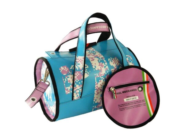 BOSTON BAG PAUL MECCANICO. MODEL MINI COLOUR LIGHT BLUE FANTASY OPTICAL. - Unique Pieces Paul Meccanico