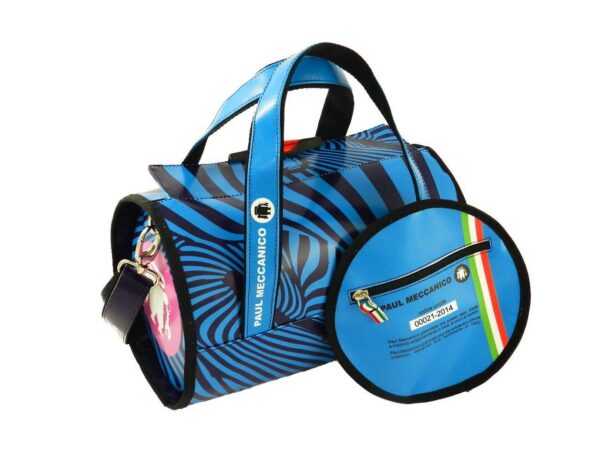 BOSTON BAG PAUL MECCANICO. MODEL MINI COLOUR LIGHT BLUE FANTASY OPTICAL. - Unique Pieces Paul Meccanico