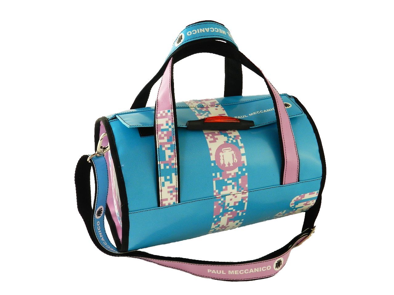 BOSTON BAG PAUL MECCANICO. MODEL MINI COLOUR LIGHT BLUE FANTASY OPTICAL. - Unique Pieces Paul Meccanico