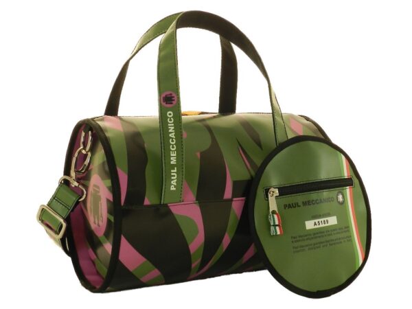 BOSTON BAG PAUL MECCANICO. MODEL MINI DARK GREEN COLOUR PALM FANTASY. - Unique Pieces Paul Meccanico