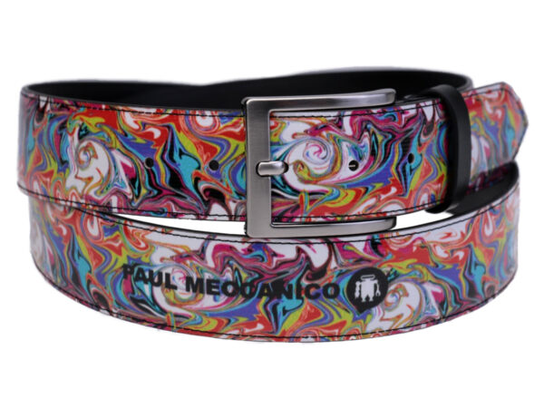 MEN'S BELT MULTICOLOR CAMOUFLAGE FANTASY MADE OF LORRY TARPAULIN. - Unique Pieces Paul Meccanico