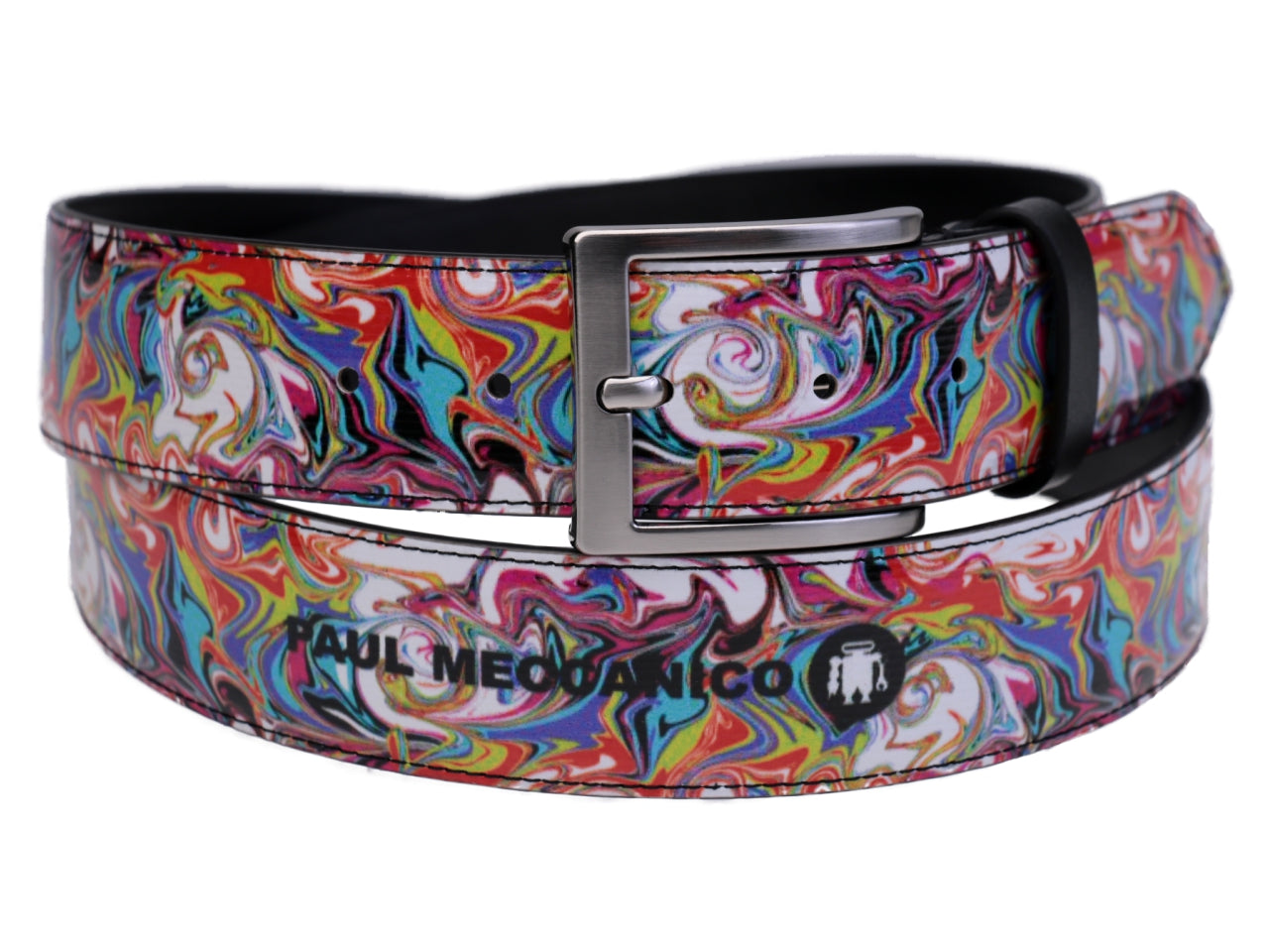 MEN'S BELT MULTICOLOR CAMOUFLAGE FANTASY MADE OF LORRY TARPAULIN. - Unique Pieces Paul Meccanico