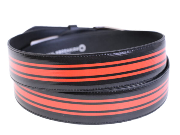 BLACK AND RED MEN'S BELT MADE OF LORRY TARPAULIN. - Unique Pieces Paul Meccanico