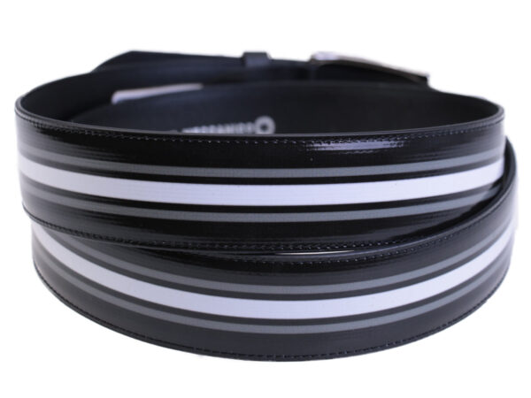 BLACK ,WHITE AND GREY MEN'S BELT MADE OF LORRY TARPAULIN. - Unique Pieces Paul Meccanico
