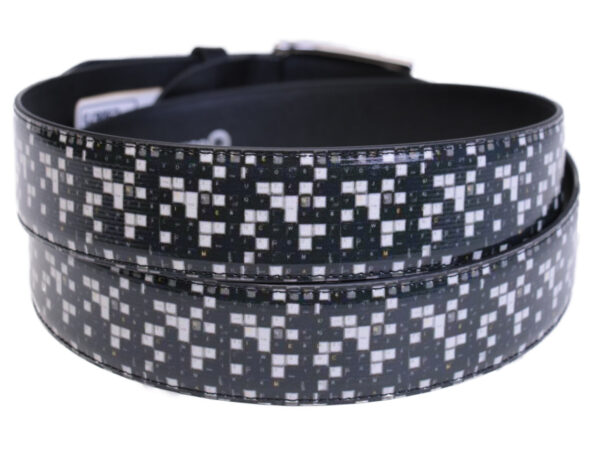 BLACK AND WHITE MEN'S BELT TETRIS FANTASY MADE OF LORRY TARPAULIN. - Unique Pieces Paul Meccanico