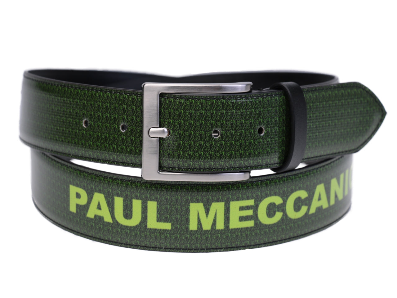 GREEN MEN'S BELT MADE OF LORRY TARPAULIN. - Unique Pieces Paul Meccanico