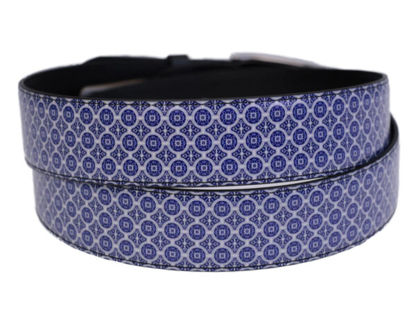 MEN'S BELT VIOLET AND GREY MAJOLICA FANTASY MADE OF LORRY TARPAULIN. - Unique Pieces Paul Meccanico