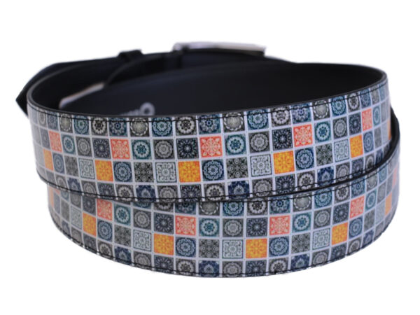 MEN'S BELT MAJOLICA FANTASY MADE OF LORRY TARPAULIN. - Unique Pieces Paul Meccanico