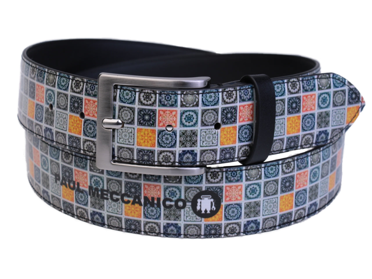 MEN'S BELT MAJOLICA FANTASY MADE OF LORRY TARPAULIN. - Unique Pieces Paul Meccanico